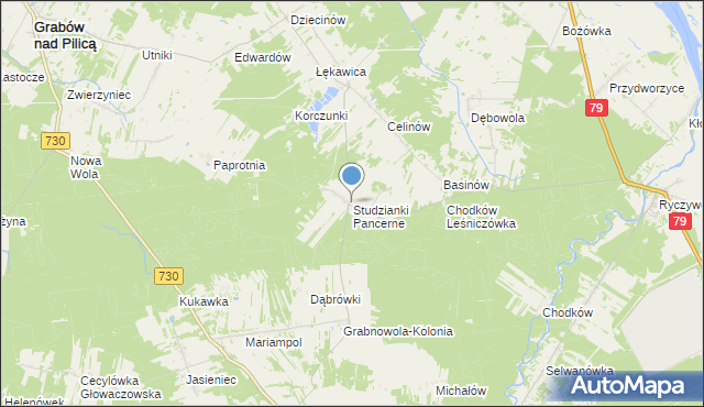 mapa Studzianki Pancerne, Studzianki Pancerne na mapie Targeo